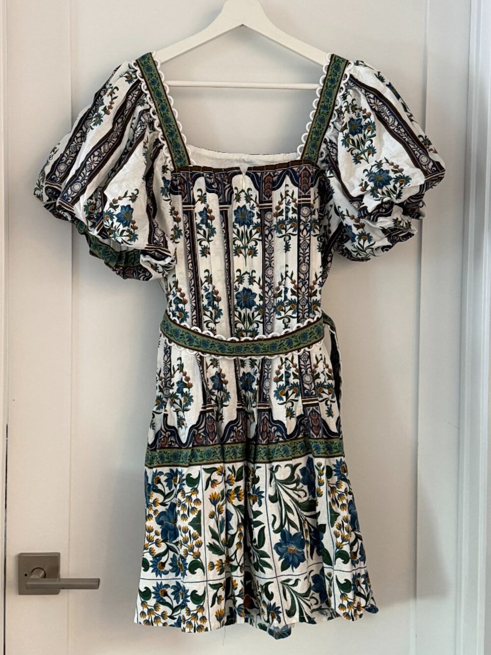 FARM Rio Manoela Belted Mini Dress, Off-White (Size M)